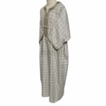 M3qs Checkbg 0018 Men Moroccan Beige Checkered 3 Quarter Sleeves Thobe Jubba Kandora (42)