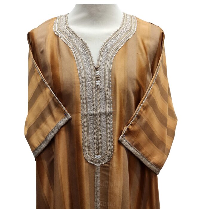 M3qs Cmlbrn Nw002 Men’s Moroccan 3 Quarter Sleeve Brown Jubba Thobe Djellaba 152812