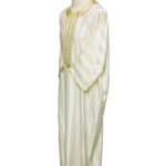 Moroccan 3-Quarter Sleeve Cream/Gold Thobe