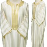 Moroccan 3-Quarter Sleeve Cream/Gold Thobe