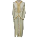 M3qs Crm 222lk Men’s Moroccan 3 Quarter Sleeve Cream Jubba Thobe Djellaba 221800