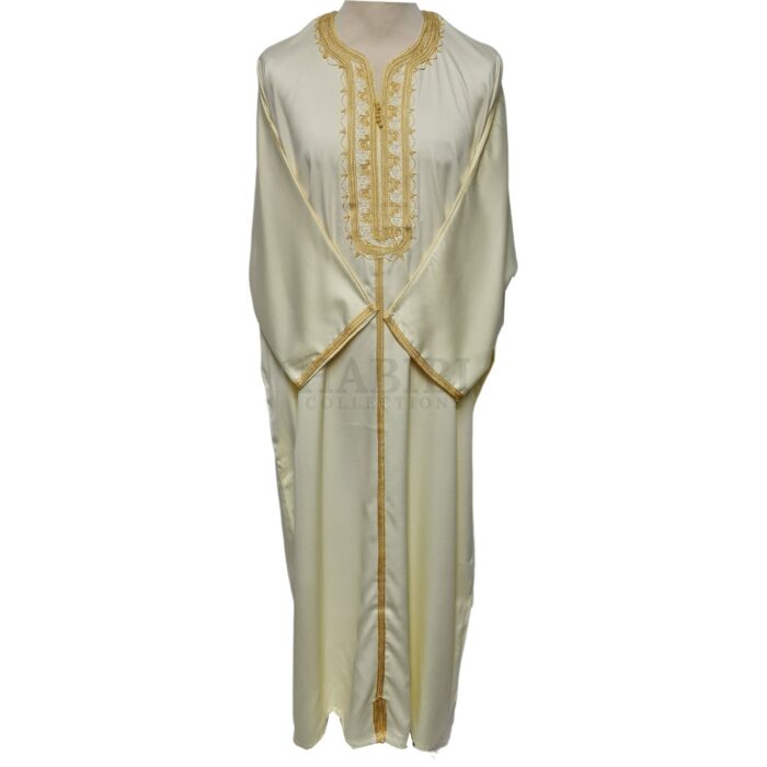 M3qs Crm 222lk Men’s Moroccan 3 Quarter Sleeve Cream Jubba Thobe Djellaba 221800
