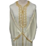 M3qs Crm 222lk Men’s Moroccan 3 Quarter Sleeve Cream Jubba Thobe Djellaba 221805