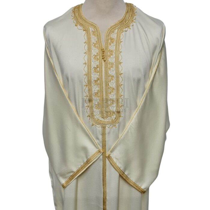 M3qs Crm 222lk Men’s Moroccan 3 Quarter Sleeve Cream Jubba Thobe Djellaba 221805