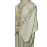 M3qs Crm 222lk Men’s Moroccan 3 Quarter Sleeve Cream Jubba Thobe Djellaba 221820