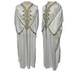 M3qs Crm 333lk Men’s Moroccan 3 Quarter Sleeve Cream Jubba Thobe Djellaba