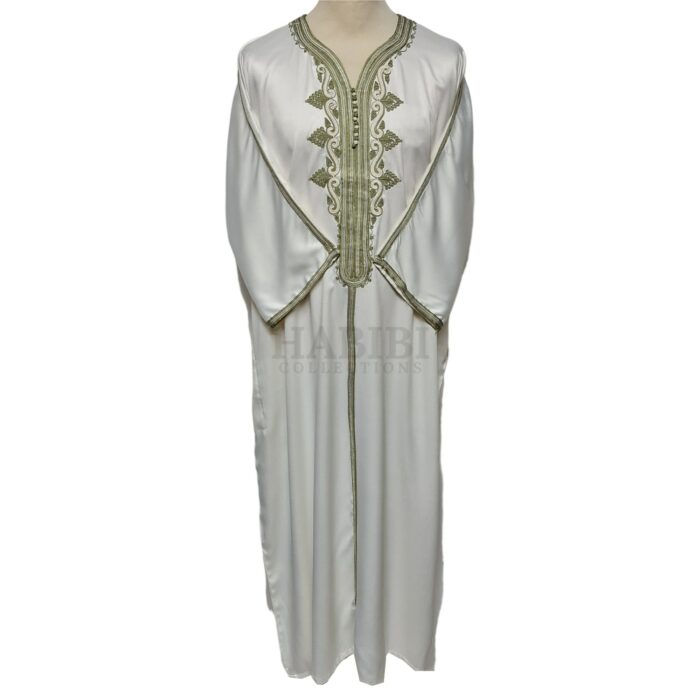 M3qs Crm 333lk Men’s Moroccan 3 Quarter Sleeve Cream Jubba Thobe Djellaba 222243