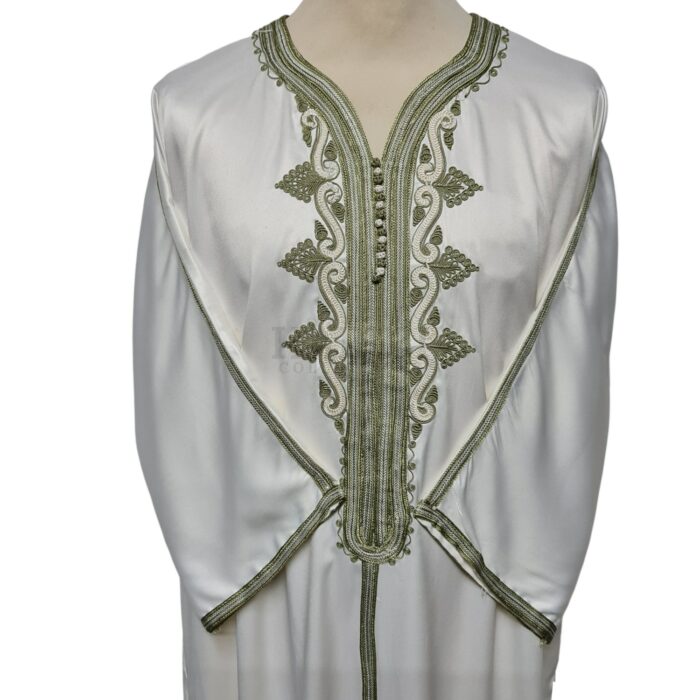 M3qs Crm 333lk Men’s Moroccan 3 Quarter Sleeve Cream Jubba Thobe Djellaba 222251