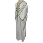M3qs Crm 333lk Men’s Moroccan 3 Quarter Sleeve Cream Jubba Thobe Djellaba 222259