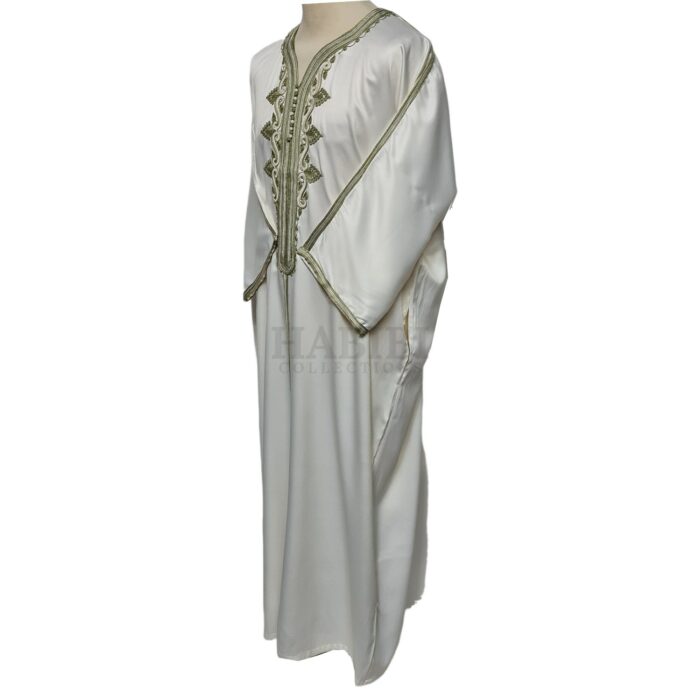 M3qs Crm 333lk Men’s Moroccan 3 Quarter Sleeve Cream Jubba Thobe Djellaba 222259