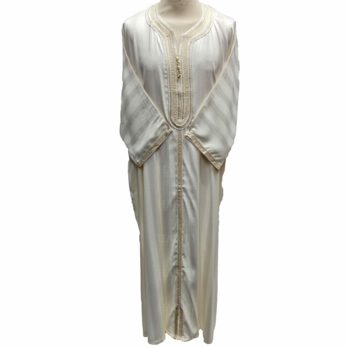 M3qs Crm Nw005 Men’s Moroccan 3 Quarter Sleeve Cream Jubba Thobe Djellaba 152357