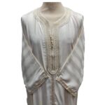 M3qs Crm Nw005 Men’s Moroccan 3 Quarter Sleeve Cream Jubba Thobe Djellaba 152403