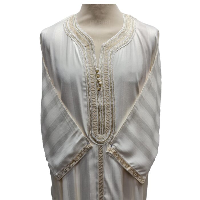 M3qs Crm Nw005 Men’s Moroccan 3 Quarter Sleeve Cream Jubba Thobe Djellaba 152403