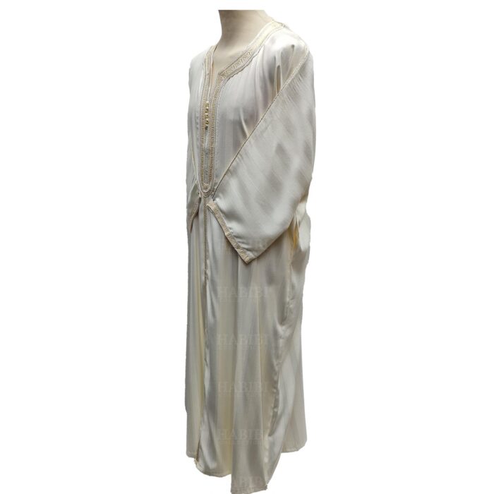 M3qs Crm Nw005 Men’s Moroccan 3 Quarter Sleeve Cream Jubba Thobe Djellaba 152411