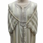 M3qs Crm Nw005 Men’s Moroccan 3 Quarter Sleeve Cream Jubba Thobe Djellaba 152944