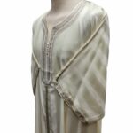 M3qs Crm Nw005 Men’s Moroccan 3 Quarter Sleeve Cream Jubba Thobe Djellaba 152957