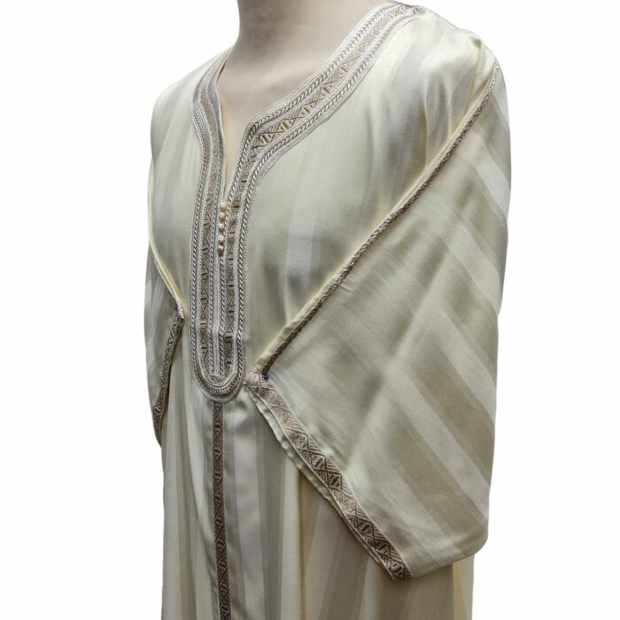 M3qs Crm Nw005 Men’s Moroccan 3 Quarter Sleeve Cream Jubba Thobe Djellaba 152957