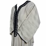 M3qs Crmblknav 0067 Moroccan Cream Cotton Blend 3 Quarter Sleeve Thobe Jubba Dishdasha Kandora (3)