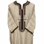 M3qs Crmbrwn Aa1 Moroccan Cream Cotton Blend 3 Quarter Sleeve Thobe Jubba Dishdasha Djellaba(4)