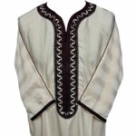 M3qs Crmbrwn Aa5 Moroccan Cream Brown Cotton Blend 3 Quarter Sleeve Thobe Jubba Dishdasha0103 192136