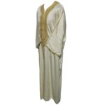 M3qs Crmdam Dm001 Moroccan Cream Cotton Blend 3 Quarter Sleeve Thobe Jubba Dishdasha Kandorah (2)