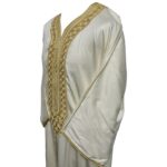 M3qs Crmdam Dm001 Moroccan Cream Cotton Blend 3 Quarter Sleeve Thobe Jubba Dishdasha Kandorah (3)