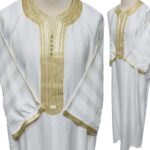 Moroccan 3/4 Sleeve Cream Gold Cotton Blend Thobe