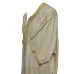 M3qs Crmjtt 024 Men's Moroccan 100% Cotton Cream 3 Quarter Sleeves Thobe Jubba Kandora 0508 204744 (3)