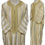 Men's Moroccan 3-Quarter Sleeve Gold Beige Thobe