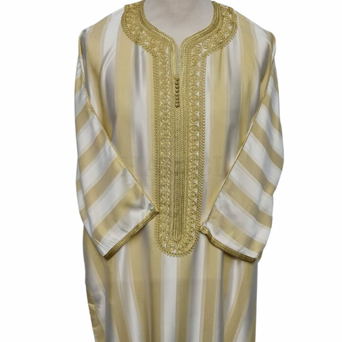 Men's Moroccan 3-Quarter Sleeve Gold Beige Thobe