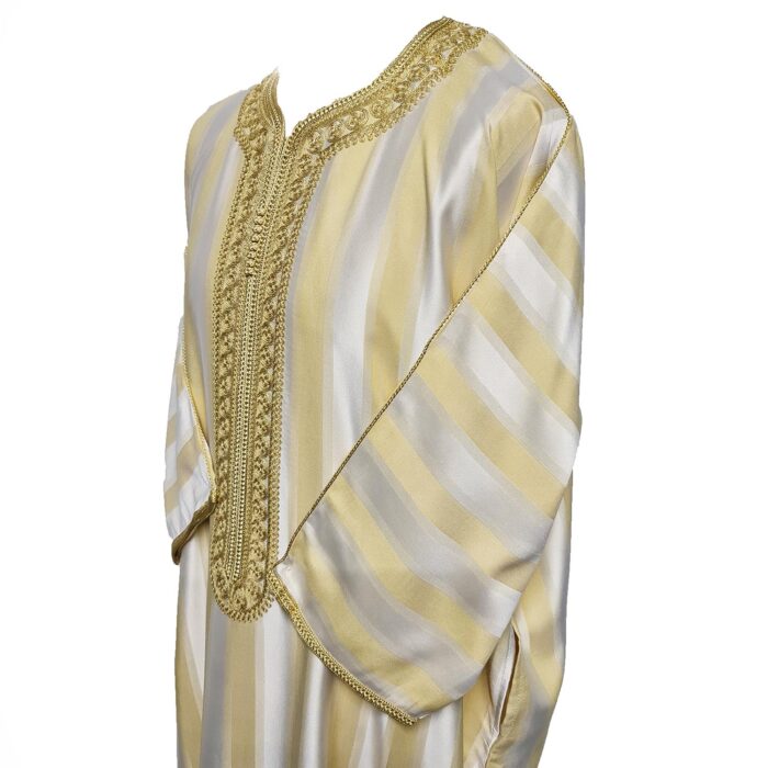 Men's Moroccan 3-Quarter Sleeve Gold Beige Thobe