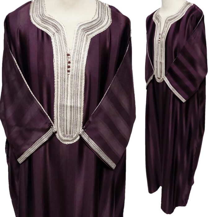 Moroccan Dark Maroon Rich Cotton 3-Quarter Sleeve Thobe