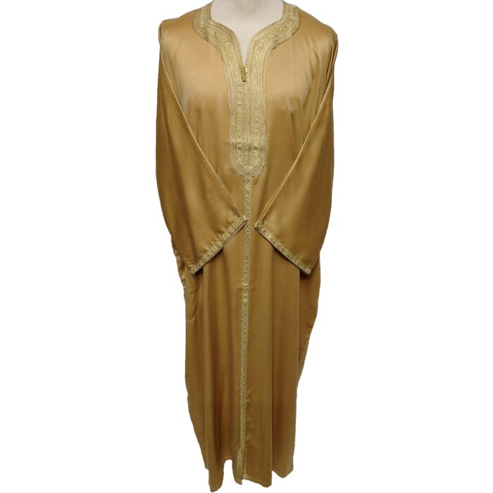 Moroccan 3/4 Sleeve Cotton Blend Gold Thobe