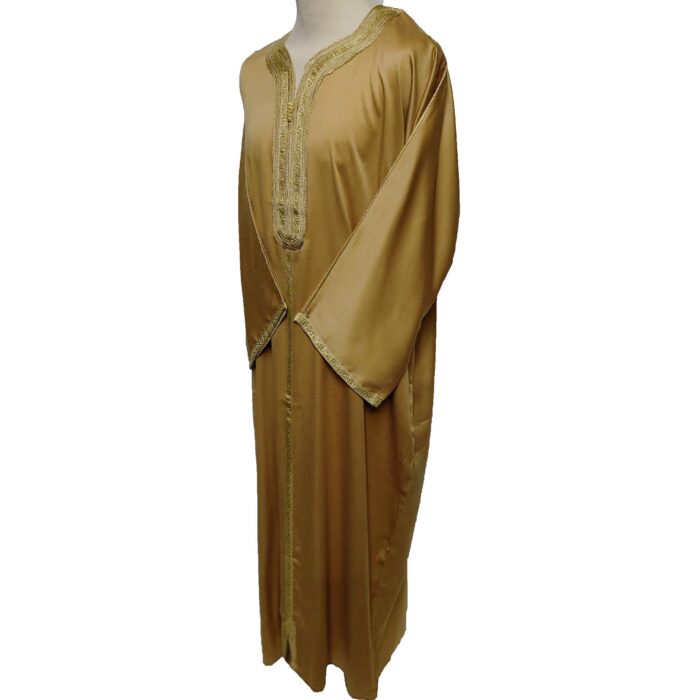 Moroccan 3/4 Sleeve Cotton Blend Gold Thobe