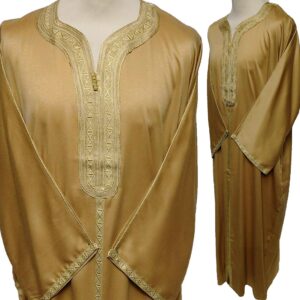 Moroccan 3/4 Sleeve Cotton Blend Gold Thobe