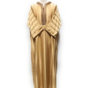 Moroccan Summer 3-Quarter Sleeve Gold Luxury Striped Thobe