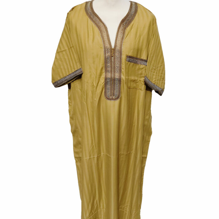 Moroccan Rich Cotton 3-Quarter Sleeve Gold Thobe