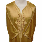 Moroccan Soft-Feel Cotton Blend Gold 3-Quarter Sleeve Thobe