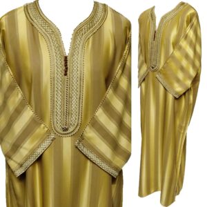 Moroccan 3-Quarter Sleeve Gold Thobe