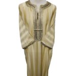 Moroccan 3/4 Sleeve Gold Cotton Blend Thobe