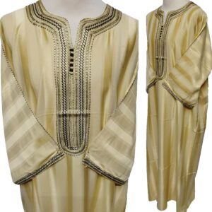 Moroccan 3/4 Sleeve Gold Cotton Blend Thobe