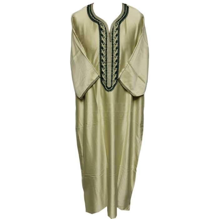 M3qs Gplngrn 101 Moroccan Green Cotton Blend 3 Quarter Sleeve Thobe Jubba Dishdasha0103 194602