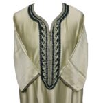 M3qs Gplngrn 101 Moroccan Green Cotton Blend 3 Quarter Sleeve Thobe Jubba Dishdasha0103 194606