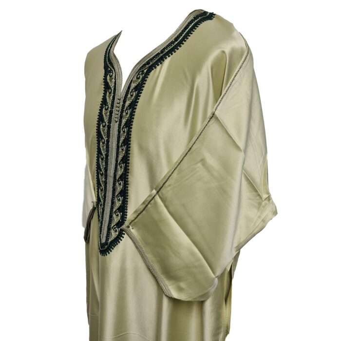 M3qs Gplngrn 101 Moroccan Green Cotton Blend 3 Quarter Sleeve Thobe Jubba Dishdasha0103 194617