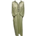 M3qs Gplngrnn 0089 Moroccan Green Cotton Blend 3 Quarter Sleeve Thobe Jubba Dishdasha0103 194459