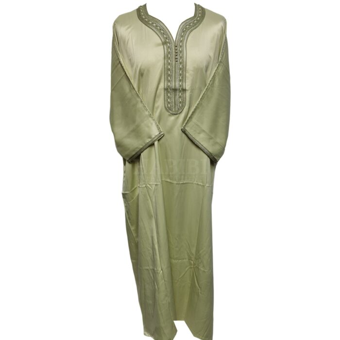 M3qs Gplngrnn 0089 Moroccan Green Cotton Blend 3 Quarter Sleeve Thobe Jubba Dishdasha0103 194459