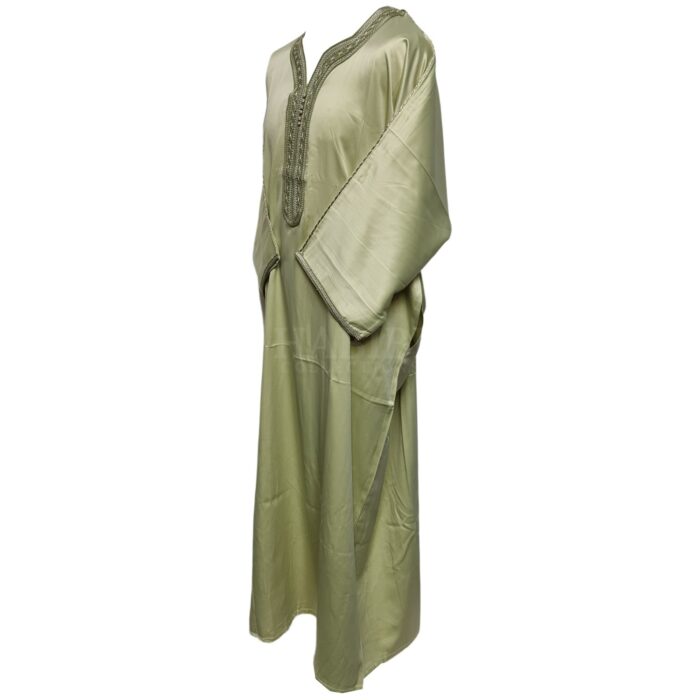 M3qs Gplngrnn 0089 Moroccan Green Cotton Blend 3 Quarter Sleeve Thobe Jubba Dishdasha0103 194510