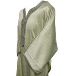 M3qs Gplngrnn 0089 Moroccan Green Cotton Blend 3 Quarter Sleeve Thobe Jubba Dishdasha0103 194513