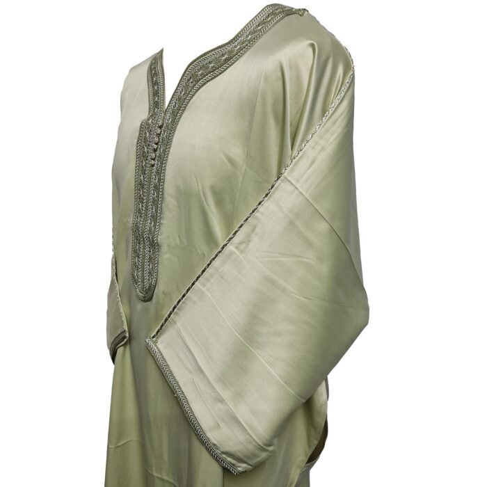 M3qs Gplngrnn 0089 Moroccan Green Cotton Blend 3 Quarter Sleeve Thobe Jubba Dishdasha0103 194513