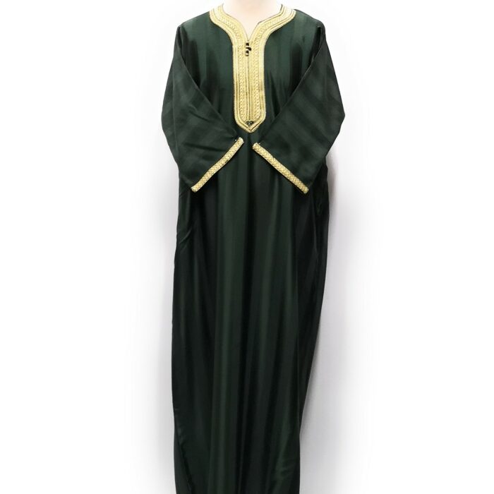 Moroccan Summer 3-Quarter Sleeve Army Green & Gold Thobe
